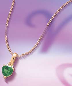 9ct gold Created Emerald May Birthstone Pendant