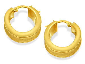 9ct Gold Creole Hoop Earrings - 072460