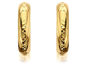 9ct Gold Criss Cross Diamond Cut Earrings 15mm