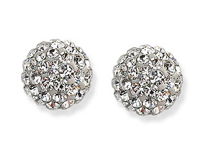 9ct Gold Crystal Ball Earrings - 070612