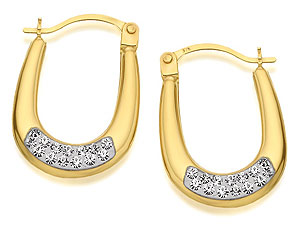 9ct Gold Crystal Creole Hoop Earrings 16mm -