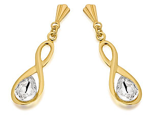 9ct Gold Crystal Drop Andralok Earrings 24mm -