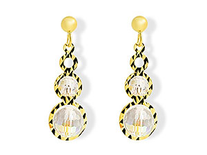 9ct Gold Crystal Drop Earrings - 071781
