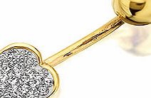 9ct Gold Crystal Heart Belly Bar - 074729