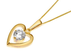 9ct Gold Crystal Heart Pendant And Chain - 186913