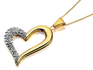 9ct Gold Crystal Heart Pendant And Chain - 188237