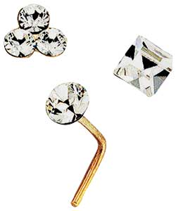 9ct Gold Crystal Nose Studs