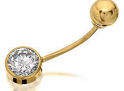 9ct Gold Cubic Zirconia Belly Bar - 074731