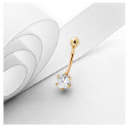 9ct Gold Cubic Zirconia Belly Bar