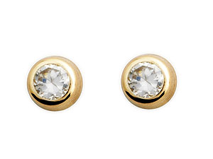9ct Gold Cubic Zirconia Earrings 4mm - 073084