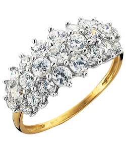 9ct gold Cubic Zirconia Elongated Cluster Ring