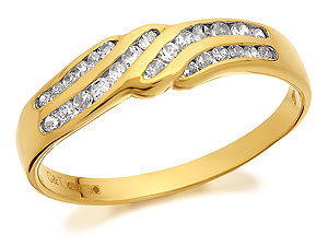 9ct Gold Cubic Zirconia Four Waves Ring