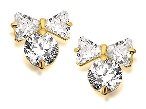9ct Gold Cubic Zirconia Knot And Bow Earrings