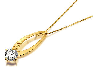 9ct Gold Cubic Zirconia Marquise Pendant And