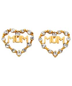 9ct Gold Cubic Zirconia Mum Stud Earrings