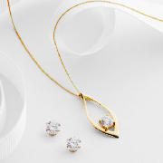 9ct Gold Cubic Zirconia Pendant and Earring set