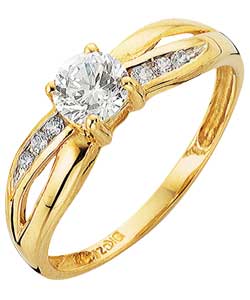 9ct Gold Cubic Zirconia Solitaire Crossover