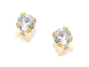 9ct Gold Cubic Zirconia Solitaire Earrings 2mm