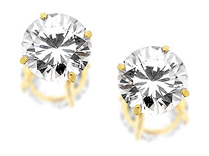 9ct Gold Cubic Zirconia Solitaire Earrings 8mm