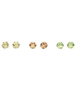 9ct gold Cubic Zirconia Spring Tones Stud Earrings