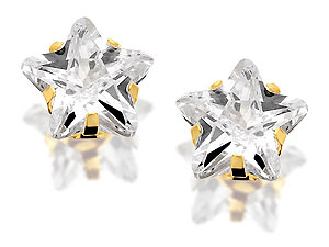 9ct Gold Cubic Zirconia Star Earrings 6mm -