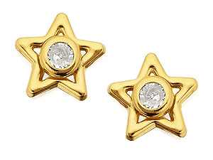 9ct Gold Cubic Zirconia Star Stud Earrings 7mm