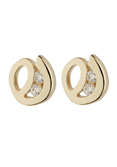 9ct Gold Cubic Zirconia Swirl Stud Earrings