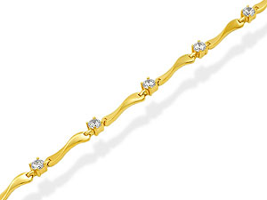 9ct Gold Cubic Zirconia Twist Link Bracelet -