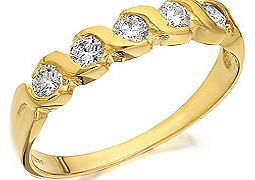 9ct Gold Cubic Zirconia Wavy Half Eternity Ring