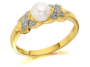 9ct Gold Cultured Pearl And Diamond Ring - 180916