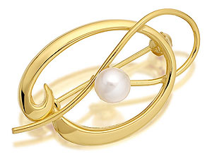 9ct Gold Cultured Pearl Brooch - 079282