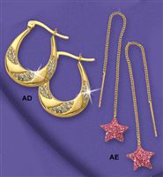 9ct gold CZ Creole Hoop Earrings