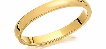 9ct Gold D Shaped Brides Wedding Ring 2.5mm