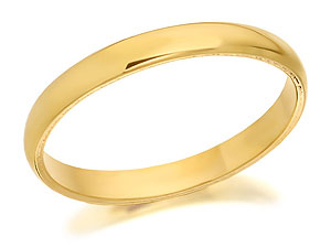 9ct Gold D Shaped Brides Wedding Ring 2mm -