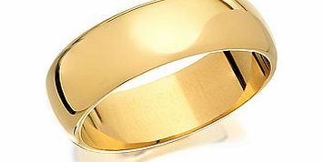 9ct Gold D Shaped Grooms Wedding Ring 7mm