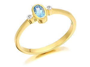9ct Gold Diamond And Blue Topaz Birthstone Ring