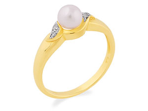 9ct gold Diamond and Cultured Pearl ring 180497-L
