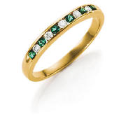 9ct Gold Diamond And Emerald Eternity Ring, R