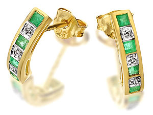 Diamond And Emerald Half Hoop Earrings