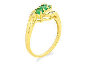 9ct Gold Diamond And Emerald Ring - 047501