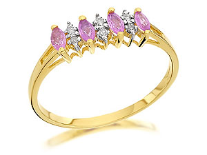 Diamond And Pink Sapphire Ring - 048111