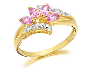 9ct Gold Diamond And Pink Sapphire Ring
