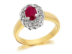 9ct Gold Diamond And Ruby Cluster Ring 0.25ct -