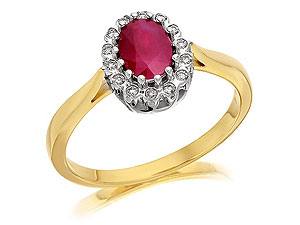 9ct Gold Diamond And Ruby Cluster Ring 12pts -