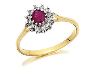 Diamond And Ruby Cluster Ring 20pts -