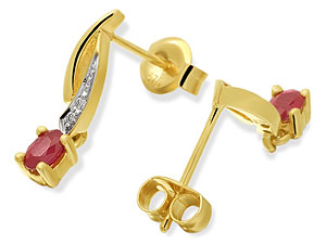 9ct gold Diamond and Ruby Dropper Earrings 049624