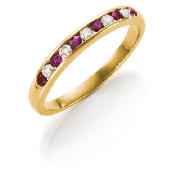 9Ct Gold Diamond And Ruby Eternity Ring, M