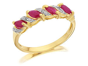 9ct Gold Diamond And Ruby Ring - 048239