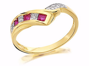 9ct Gold Diamond And Ruby Wishbone Ring