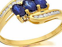 9ct Gold Diamond And Sapphire Crossover Ring